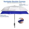 imageG4Free UPF 50 UV Protection Sun Umbrella Double Layer Windproof Compact Travel Umbrella 46 Inch Auto Open CloseBlue