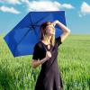 imageG4Free UPF 50 UV Protection Travel Umbrella with Wooden Handle 42 Inch Lightweight Sun Rain Folding Umbrellas Auto Open Close Lake BlueBlue