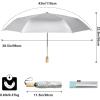 imageG4Free UPF 50 UV Protection Travel Umbrella with Wooden Handle 42 Inch Lightweight Sun Rain Folding Umbrellas Auto Open Close Lake BlueLake Blue