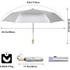 imageG4Free UPF 50 UV Protection Travel Umbrella with Wooden Handle 42 Inch Lightweight Sun Rain Folding Umbrellas Auto Open Close Lake BlueLight Purple