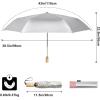 imageG4Free UPF 50 UV Protection Travel Umbrella with Wooden Handle 42 Inch Lightweight Sun Rain Folding Umbrellas Auto Open Close Lake BluePink