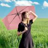 imageG4Free UPF 50 UV Protection Travel Umbrella with Wooden Handle 42 Inch Lightweight Sun Rain Folding Umbrellas Auto Open Close Lake BluePink