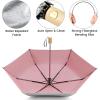 imageG4Free UPF 50 UV Protection Travel Umbrella with Wooden Handle 42 Inch Lightweight Sun Rain Folding Umbrellas Auto Open Close Lake BluePink