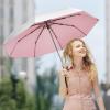 imageG4Free Windproof Travel Umbrella with Large Wooden Handle UV Sun Protection ampamp Rain Umbrella Automatic Open And Close Compact 46quot Large Canopy with UPF 50 Lightweight Portable for Walking ampamp OutdoorSilverPink