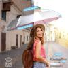 imageG4Free Windproof Travel Umbrella with Large Wooden Handle UV Sun Protection ampamp Rain Umbrella Automatic Open And Close Compact 46quot Large Canopy with UPF 50 Lightweight Portable for Walking ampamp OutdoorSilverPink