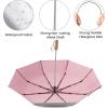 imageG4Free Windproof Travel Umbrella with Large Wooden Handle UV Sun Protection ampamp Rain Umbrella Automatic Open And Close Compact 46quot Large Canopy with UPF 50 Lightweight Portable for Walking ampamp OutdoorSilverPink