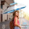 imageG4Free Windproof Travel Umbrella with Large Wooden Handle UV Sun Protection ampamp Rain Umbrella Automatic Open And Close Compact 46quot Large Canopy with UPF 50 Lightweight Portable for Walking ampamp OutdoorSilverSky
