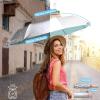 imageG4Free Windproof Travel Umbrella with Large Wooden Handle UV Sun Protection ampamp Rain Umbrella Automatic Open And Close Compact 46quot Large Canopy with UPF 50 Lightweight Portable for Walking ampamp OutdoorSilverLake Blue