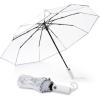 imageG4Free 42 Inch Clear Travel Umbrella Windproof Automatic Open and Close Transparent Foldable Compact Umbrella for Rain Wedding and Large Rain Use Clear Canopy for Women Menclear