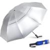 imageG4Free 42465462 Inch Large Golf Umbrella Compact Reverse Travel Umbrella 10 Ribs Windproof for Rain Double Canopy Automatic Open CloseSliverBlue