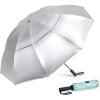 imageG4Free 42465462 Inch Large Golf Umbrella Compact Reverse Travel Umbrella 10 Ribs Windproof for Rain Double Canopy Automatic Open CloseSliverLake Blue