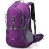 imageG4Free 45L Hiking Travel Backpack Waterproof with Rain Cover Outdoor Camping Daypack for Men Women BlackPurple
