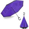 imageG4Free 4862 Inch Large Inverted Reverse Umbrella with CShaped Handle Windproof Double Layer Upside Down Car Rain Umbrellas for Men WomenPurple