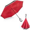 imageG4Free 4862 Inch Large Inverted Reverse Umbrella with CShaped Handle Windproof Double Layer Upside Down Car Rain Umbrellas for Men WomenRed with Reflective Stripe