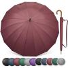 imageG4Free 54 Inch Large Windproof Umbrella for 2 Persons 16 Ribs Auto Open Classic Wooden J Handle Cane Stick Golf Rain Umbrellas for Men Women Travel 120cmBurgendy