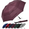 imageG4Free 62 Inch Portable Golf Umbrella Large Oversize Double Canopy Vented Windproof Waterproof Automatic Open Stick Umbrellas for Men and WomenDark BlueWine Red