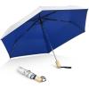 imageG4Free UPF 50 UV Protection Travel Umbrella with Wooden Handle 42 Inch Lightweight Sun Rain Folding Umbrellas Auto Open Close Lake BlueBlue