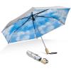 imageG4Free UPF 50 UV Protection Travel Umbrella with Wooden Handle 42 Inch Lightweight Sun Rain Folding Umbrellas Auto Open Close Lake BlueSky