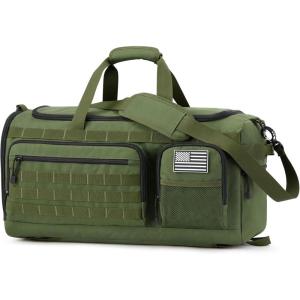 image3in1 Tactical Travel Duffle Bag for Men and Women Large 50L Military Duffle Weekender Bags Gym Backpack with Shoes Compartment and Wet Pocket BlackArmy Green
