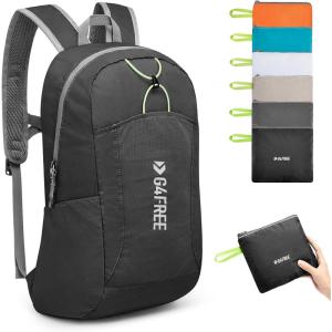 imageG4Free 24L Lightweight Packable Hiking Backpack Small Sport Travel Daypack Water Resistant for Women MenBlack