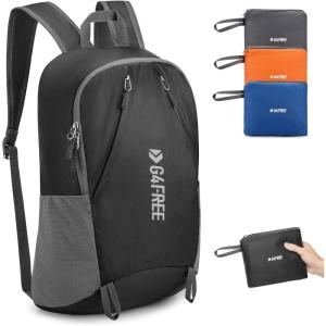 imageG4Free 24L Packable Hiking Backpack Lightweight Foldable Small Sport Travel Daypack Water Resistant for Women MenBlack