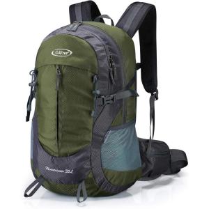 imageG4Free 35L Hiking Backpack Water Resistant Outdoor Sports Travel Daypack Lightweight with Rain Cover for Women Men Peacock GreenArmy Green