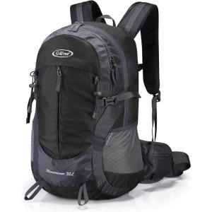 imageG4Free 35L Hiking Backpack Water Resistant Outdoor Sports Travel Daypack Lightweight with Rain Cover for Women Men Peacock GreenBlack