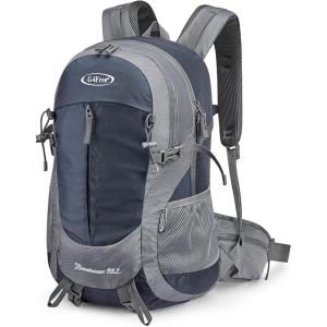 imageG4Free 35L Hiking Backpack Water Resistant Outdoor Sports Travel Daypack Lightweight with Rain Cover for Women Men Peacock GreenGrey  Blue