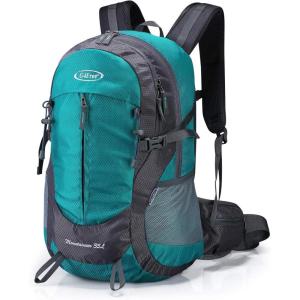 imageG4Free 35L Hiking Backpack Water Resistant Outdoor Sports Travel Daypack Lightweight with Rain Cover for Women Men Peacock GreenPeacock Green