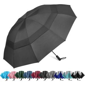 imageG4Free 42465462 Inch Large Golf Umbrella Compact Reverse Travel Umbrella 10 Ribs Windproof for Rain Double Canopy Automatic Open CloseBlack