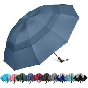 imageG4Free 42465462 Inch Large Golf Umbrella Compact Reverse Travel Umbrella 10 Ribs Windproof for Rain Double Canopy Automatic Open CloseBlue