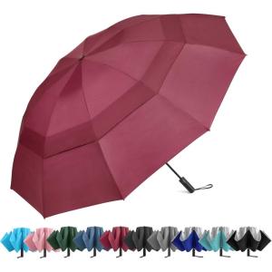 imageG4Free 42465462 Inch Large Golf Umbrella Compact Reverse Travel Umbrella 10 Ribs Windproof for Rain Double Canopy Automatic Open CloseBurgendy