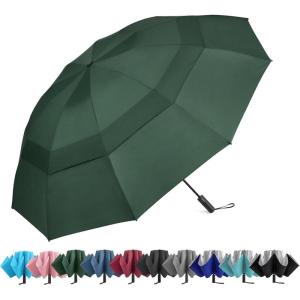 imageG4Free 42465462 Inch Large Golf Umbrella Compact Reverse Travel Umbrella 10 Ribs Windproof for Rain Double Canopy Automatic Open CloseDark Green