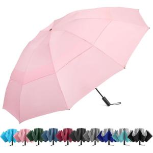 imageG4Free 42465462 Inch Large Golf Umbrella Compact Reverse Travel Umbrella 10 Ribs Windproof for Rain Double Canopy Automatic Open ClosePink