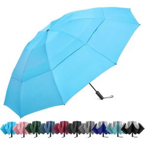 imageG4Free 42465462 Inch Large Golf Umbrella Compact Reverse Travel Umbrella 10 Ribs Windproof for Rain Double Canopy Automatic Open CloseSky Blue