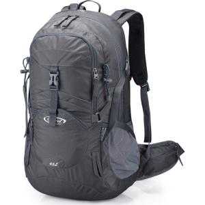 imageG4Free 45L Hiking Travel Backpack Waterproof with Rain Cover Outdoor Camping Daypack for Men Women BlackDark Grey