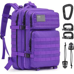 imageG4Free 45L Military Tactical Backpack 3 Day Assault Survival Molle Pack Bug Out Bag Travel Fishing Backpack RucksackPurple
