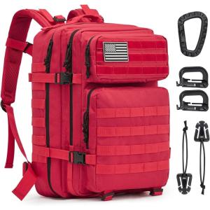 imageG4Free 45L Military Tactical Backpack 3 Day Assault Survival Molle Pack Bug Out Bag Travel Fishing Backpack RucksackRed