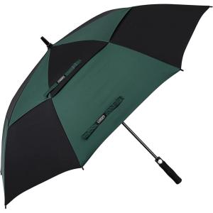 imageG4Free 47546268 Inch Automatic Open Golf Umbrella Oversize Extra Large Double Canopy Vented Windproof Waterproof Stick UmbrellasBlackDark Green