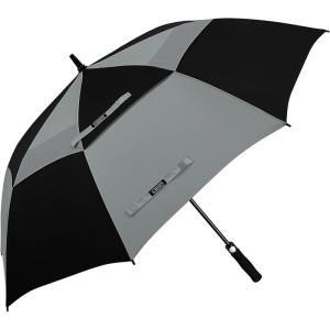imageG4Free 47546268 Inch Automatic Open Golf Umbrella Oversize Extra Large Double Canopy Vented Windproof Waterproof Stick UmbrellasBlackGray