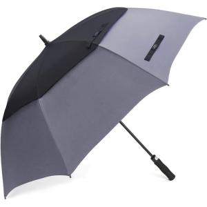 imageG4Free 47546268 Inch Automatic Open Golf Umbrella Oversize Extra Large Double Canopy Vented Windproof Waterproof Stick UmbrellasBlackGrey