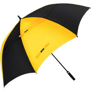 imageG4Free 47546268 Inch Automatic Open Golf Umbrella Oversize Extra Large Double Canopy Vented Windproof Waterproof Stick UmbrellasBlackYellow