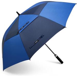 imageG4Free 47546268 Inch Automatic Open Golf Umbrella Oversize Extra Large Double Canopy Vented Windproof Waterproof Stick UmbrellasDark BlueSapphire