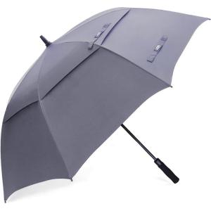 imageG4Free 47546268 Inch Automatic Open Golf Umbrella Oversize Extra Large Double Canopy Vented Windproof Waterproof Stick UmbrellasGrey