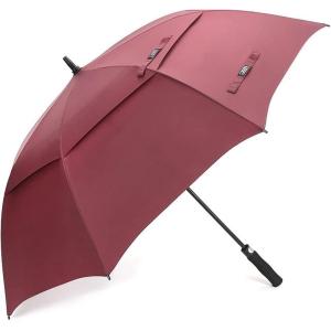 imageG4Free 47546268 Inch Automatic Open Golf Umbrella Oversize Extra Large Double Canopy Vented Windproof Waterproof Stick UmbrellasWine Red