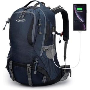 imageG4Free 50L Hiking Backpack Waterproof Daypack Outdoor Camping Climbing Backpack with Rain Cover for Men WomenDark Blue