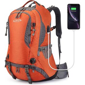 imageG4Free 50L Hiking Backpack Waterproof Daypack Outdoor Camping Climbing Backpack with Rain Cover for Men WomenOrange01