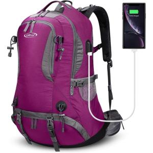 imageG4Free 50L Hiking Backpack Waterproof Daypack Outdoor Camping Climbing Backpack with Rain Cover for Men WomenRose Red