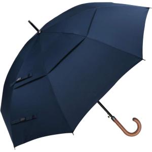 imageG4Free 5262inch Wooden J Handle Golf Umbrella Windproof UV Protection Classic Stick Wedding Cane Umbrellas Auto Open Cane Hook HandleBlue