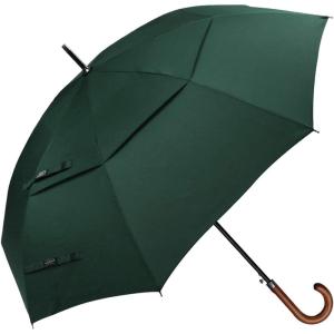 imageG4Free 5262inch Wooden J Handle Golf Umbrella Windproof UV Protection Classic Stick Wedding Cane Umbrellas Auto Open Cane Hook HandleDark Green